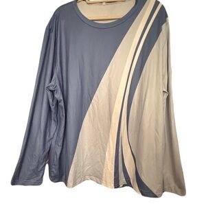 Blue and Cream Long Sleeve Shirt